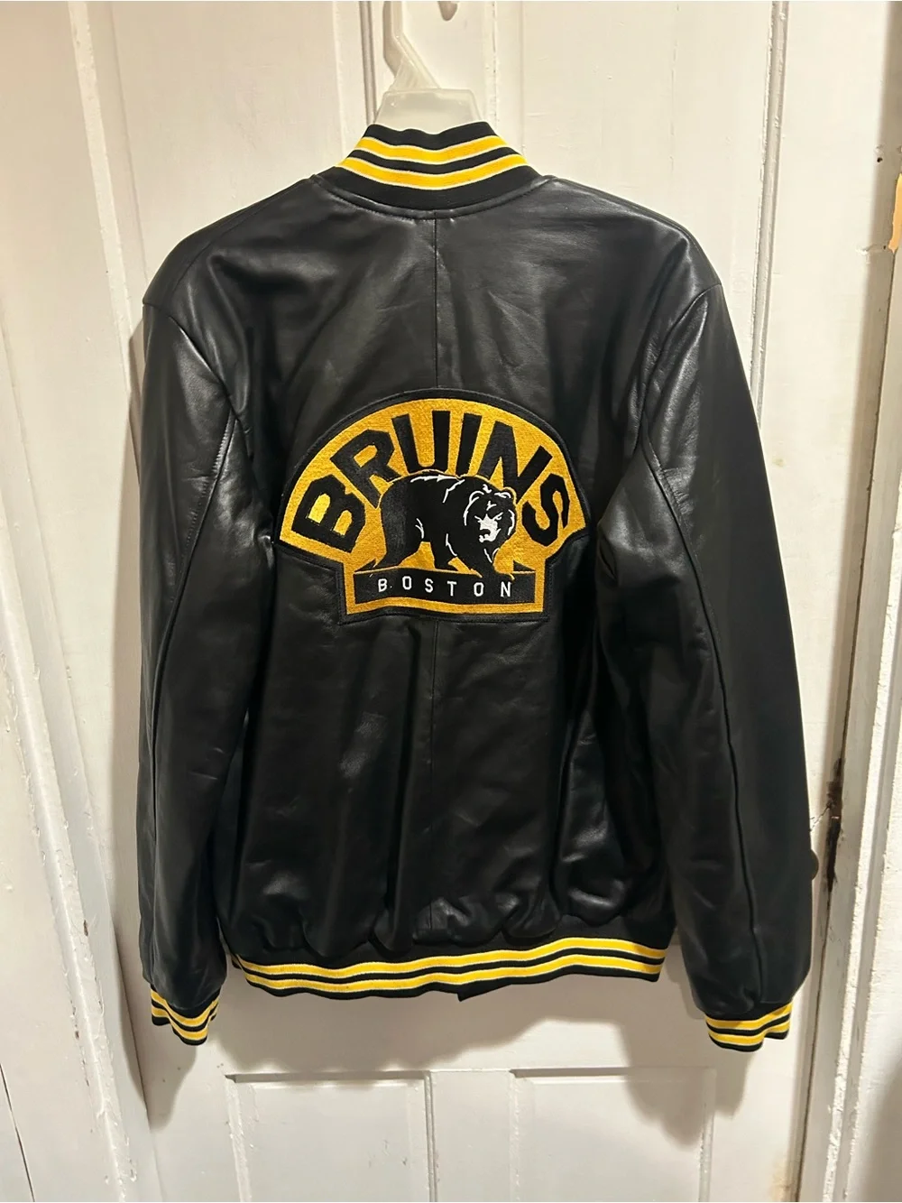 Boston Bruins Black & Yellow Leather Bomber Jacket